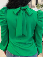 Tied-Back Puff-Sleeve Top