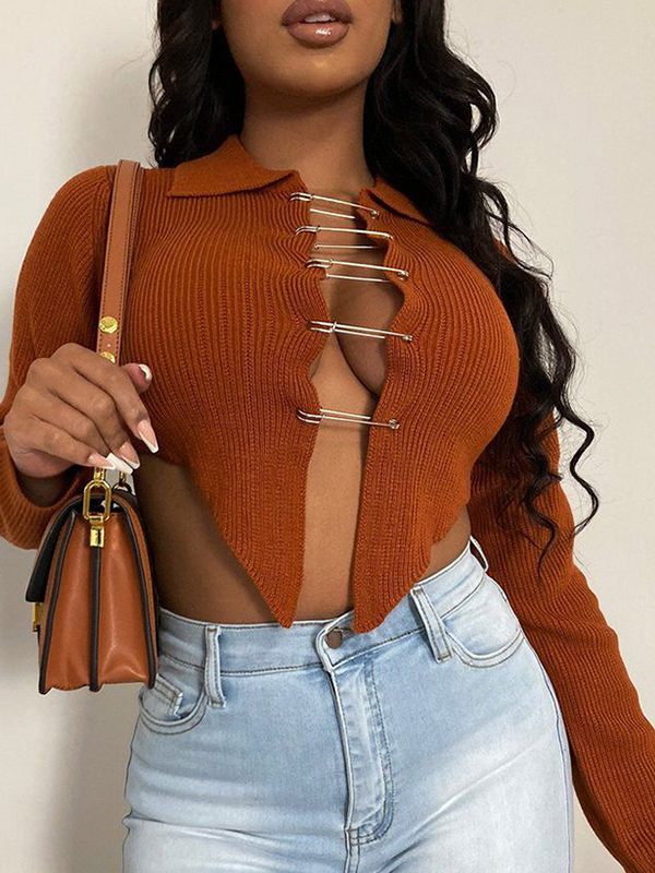 Pinned Cropped Sweater