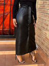 Faux-Leather Belted Skirt